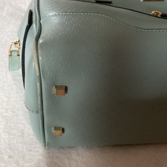 GUCCI HAND BAG LEATHER BABY BLUE MINI LOGO 002- 1115 . - Picture 9 of 16